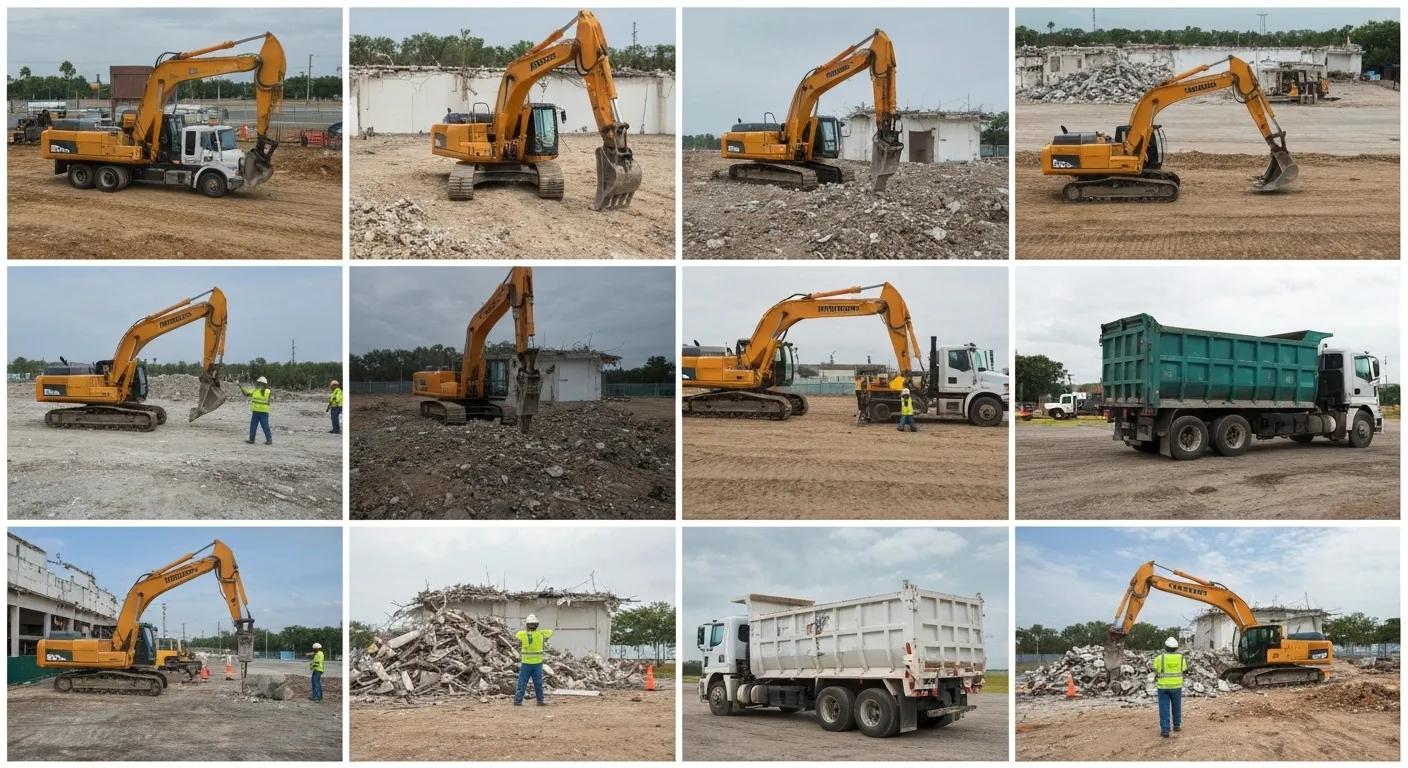 Visual representation of key steps in Miami demolition debris removal process