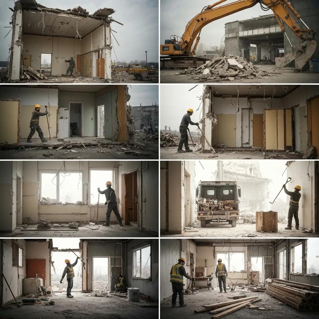 A visual guide detailing the stages of the deconstruction process for eco-friendly demolition.