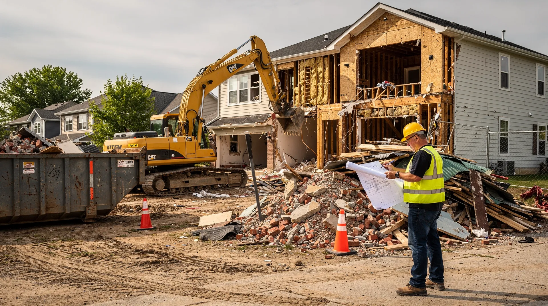 Building materials significantly affect demolition costs, with wood and brick being less expensive to handle