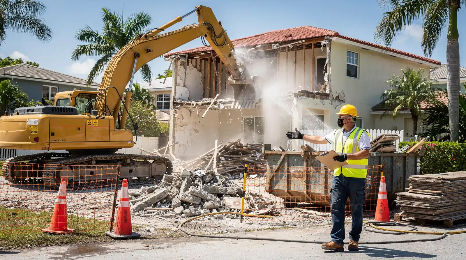 Core capabilities include complete and partial building demolition, interior/selective demolition, concrete demolition, land